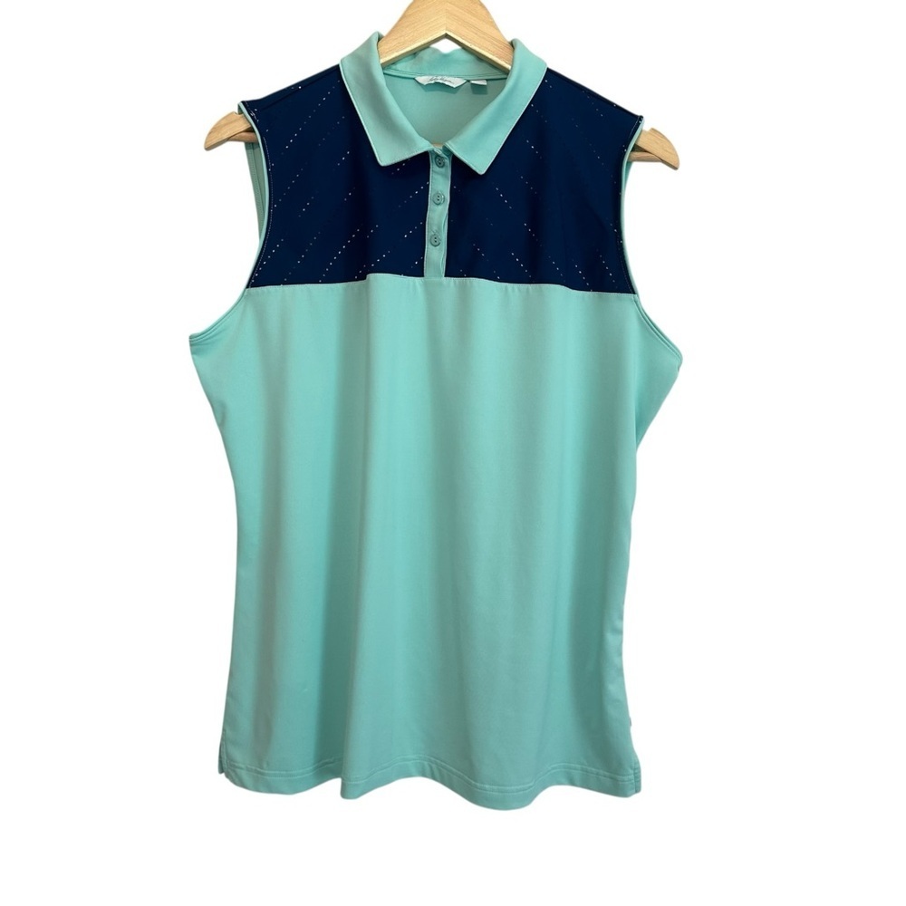 Lady Hagen Women's XL Teal Navy Sleeveless GOLF Tennis Athletic Sport Polo Top